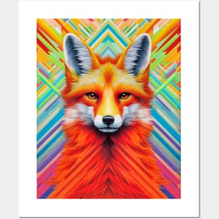 Spectrum Fox: Radiant Op Art Red Fox Design Posters and Art